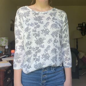 Floral crew/scoop neck sweater